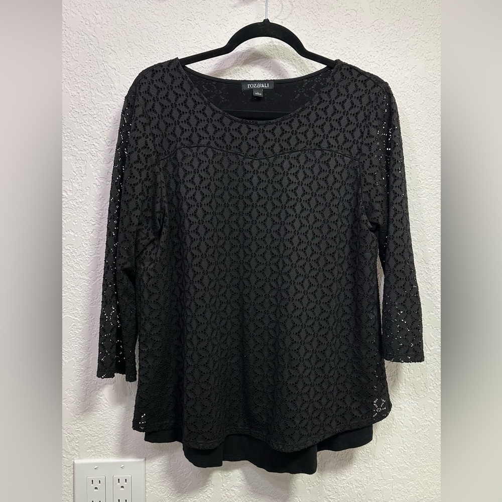 Roz & Ali Black Lace Blouse